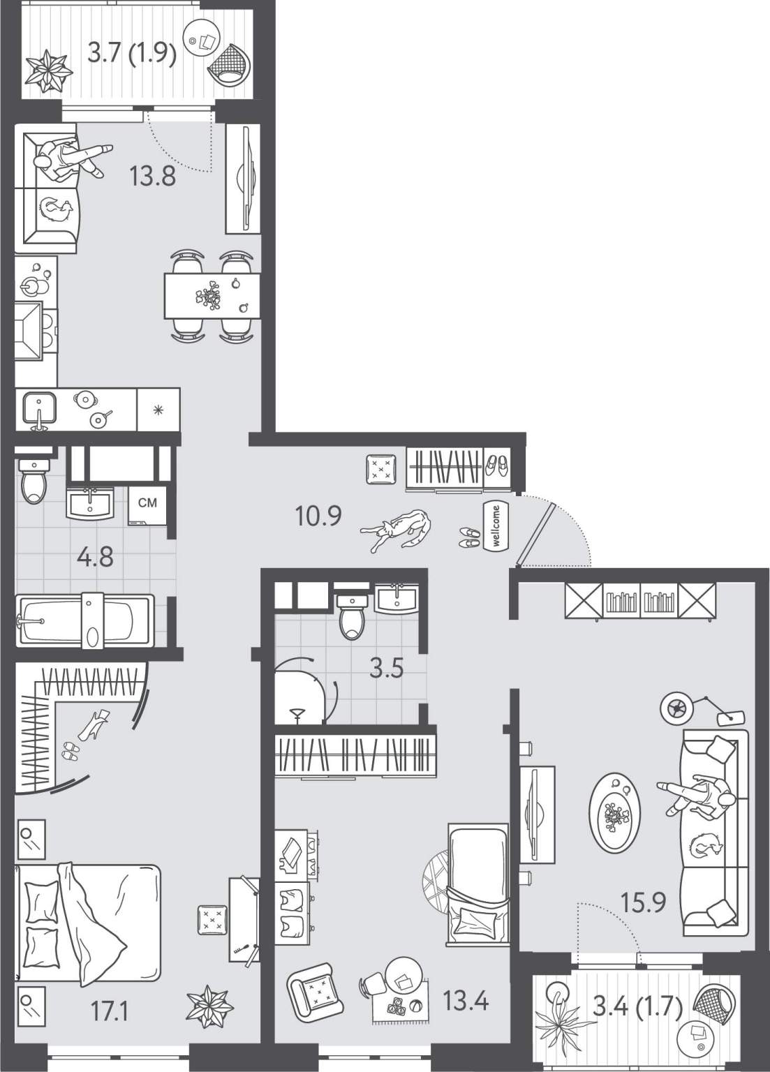 Продажа 3-комнатной новостройки, Краснодар, Колхозная улица,  д.5стр6