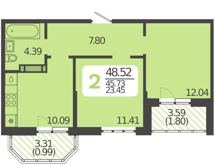 Продажа 2-комнатной новостройки, Краснодар, Красных Партизан улица,  д.1/4к15