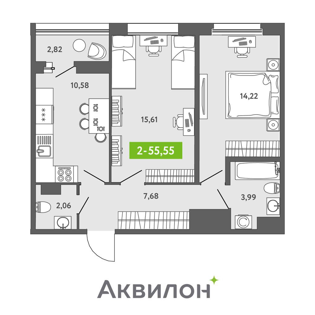 Продажа 2-комнатной новостройки, Санкт-Петербург, Головнина бульвар,  д.к12