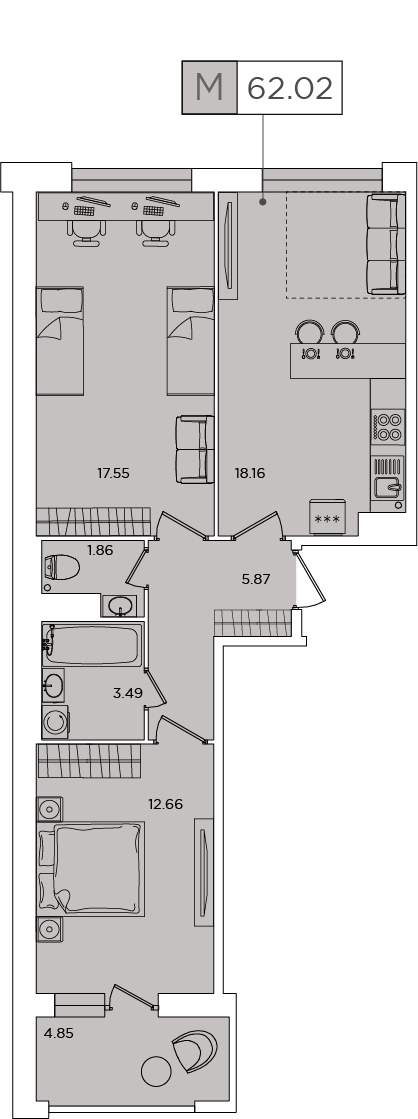 Продажа 2-комнатной новостройки, Санкт-Петербург, Планерная улица,  д.87к1 стр 1