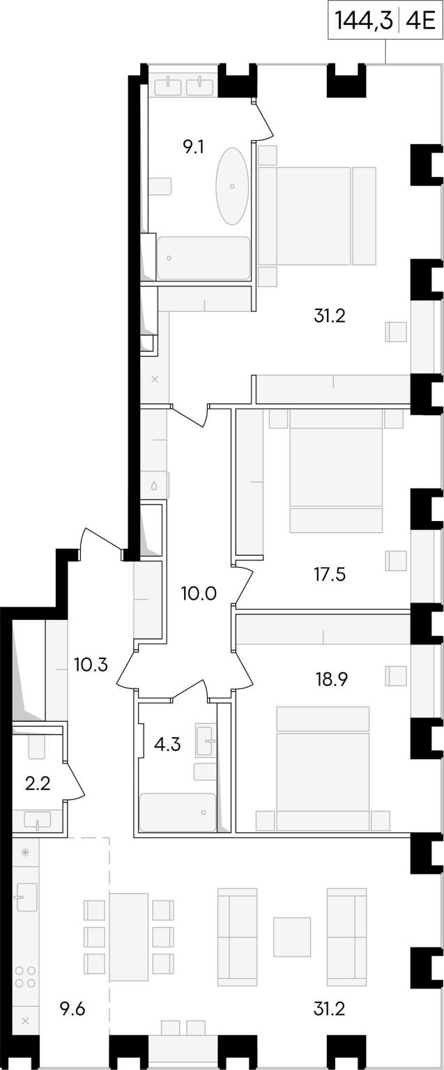 Продажа 4-комнатной новостройки, Москва, Сергея Макеева улица,  д.11/9стр1