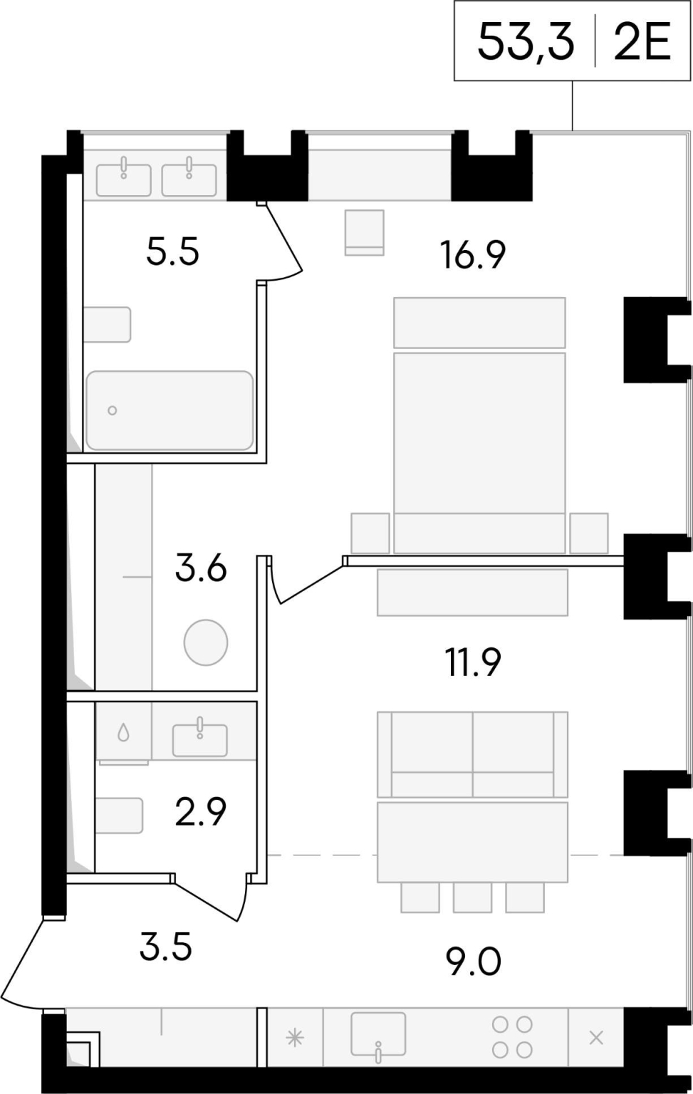 Продажа 2-комнатной новостройки, Москва, Сергея Макеева улица,  д.11/9стр1