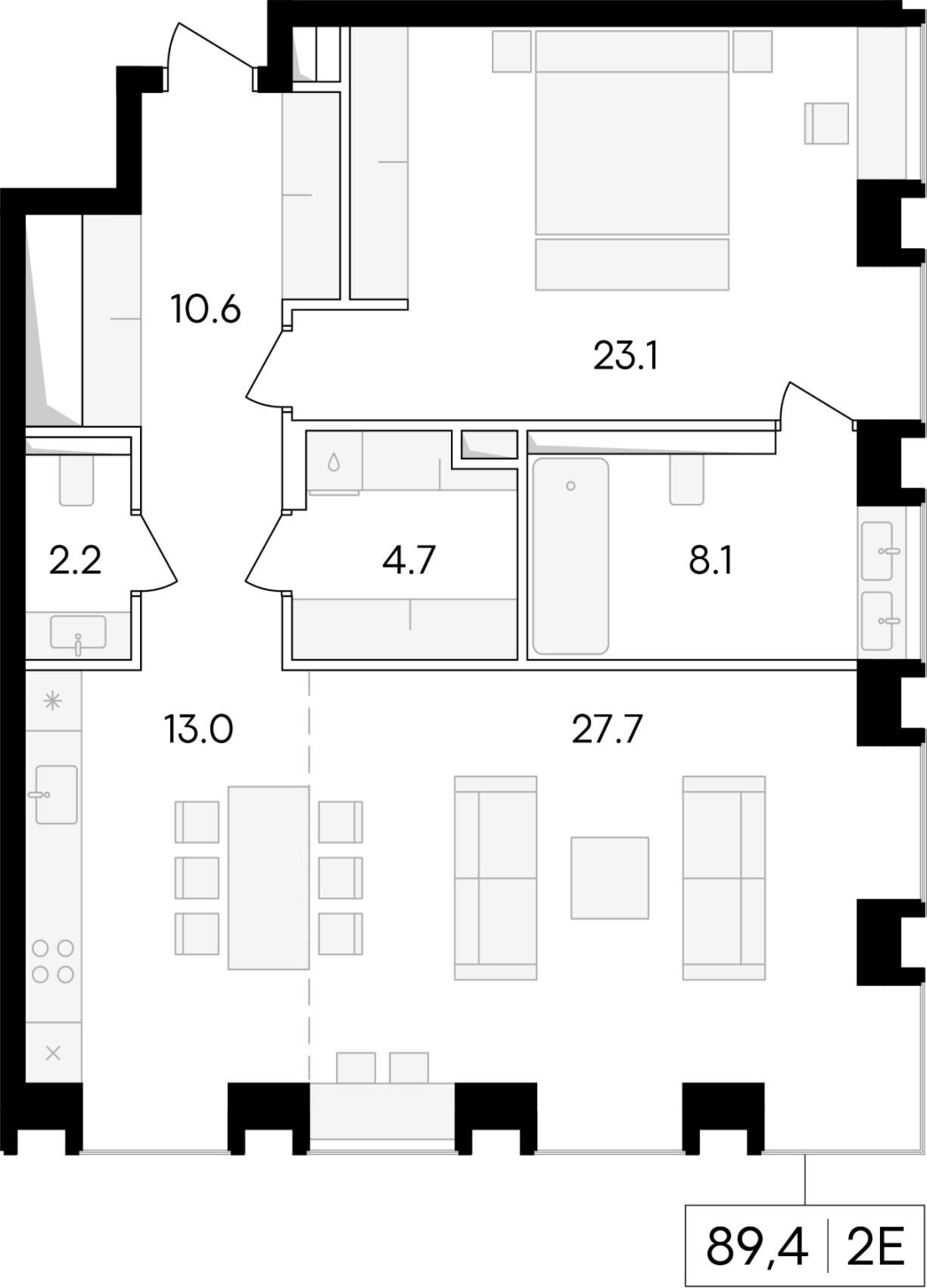 Продажа 2-комнатной новостройки, Москва, Сергея Макеева улица,  д.11/9стр1