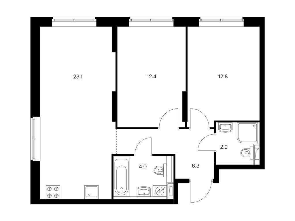 Продажа 2-комнатной новостройки, Новороссийск, Мурата Ахеджака улица,  д.3