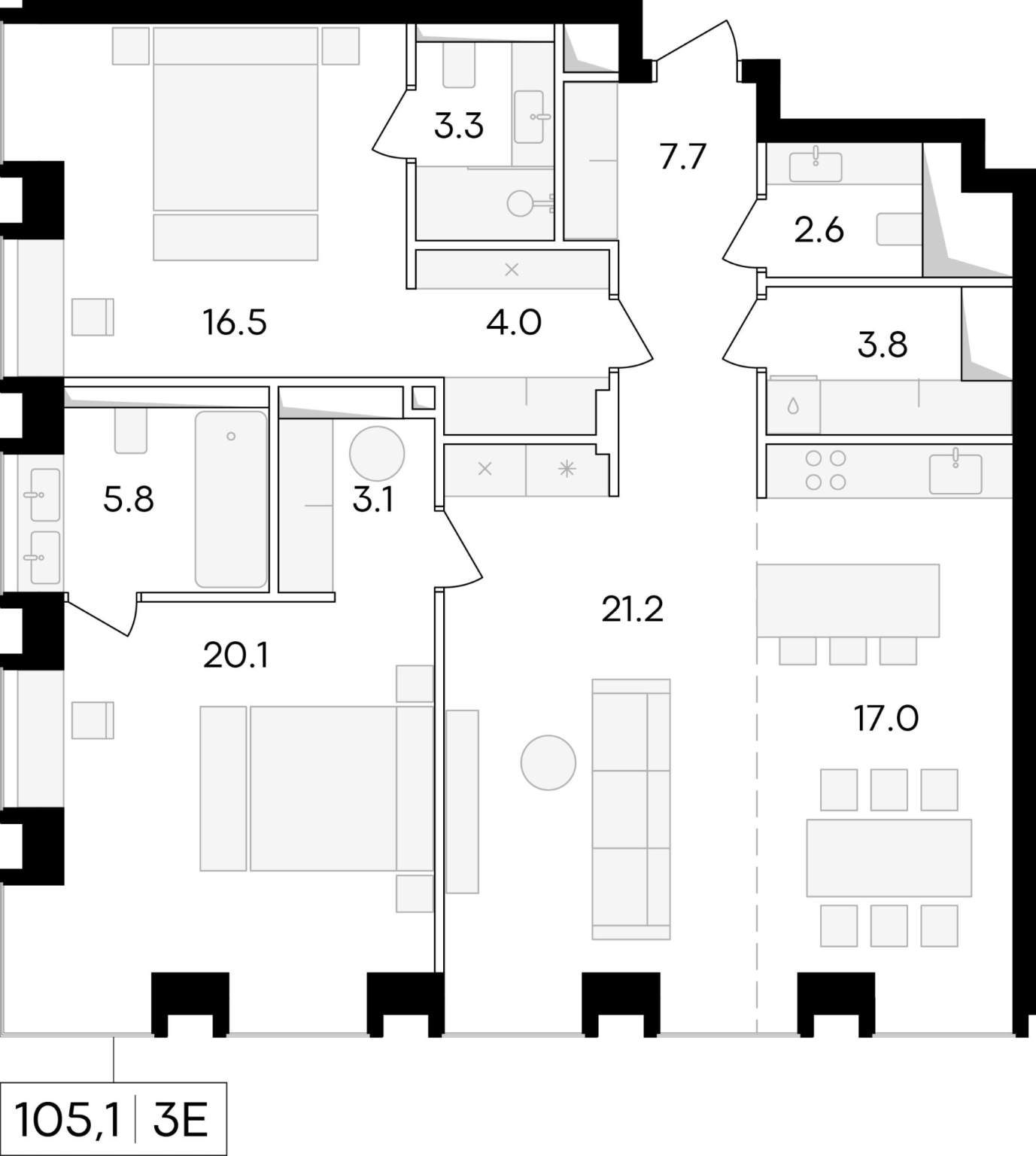 Продажа 3-комнатной новостройки, Москва, Сергея Макеева улица,  д.11/9стр1