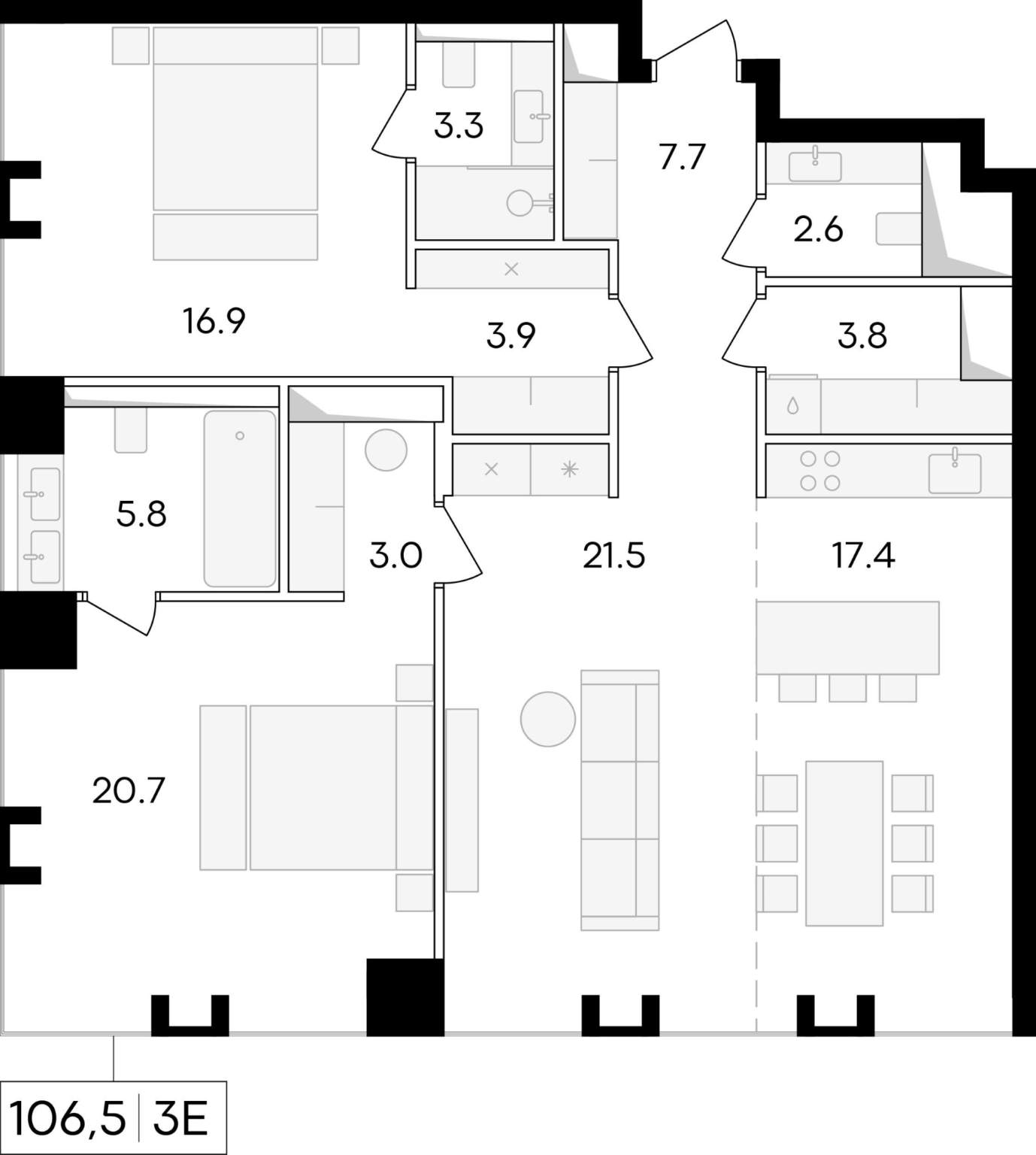 Продажа 3-комнатной новостройки, Москва, Сергея Макеева улица,  д.11/9стр1