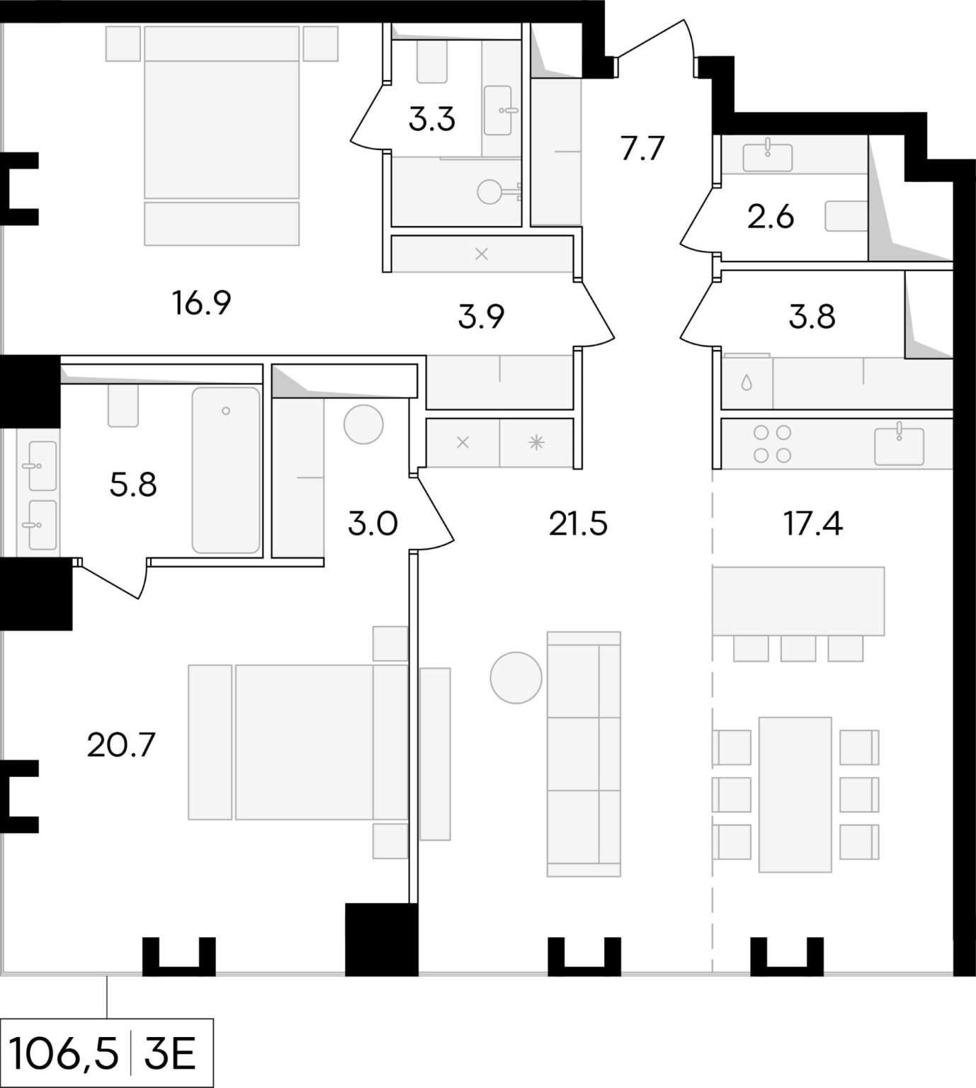 Продажа 3-комнатной новостройки, Москва, Сергея Макеева улица,  д.11/9стр1