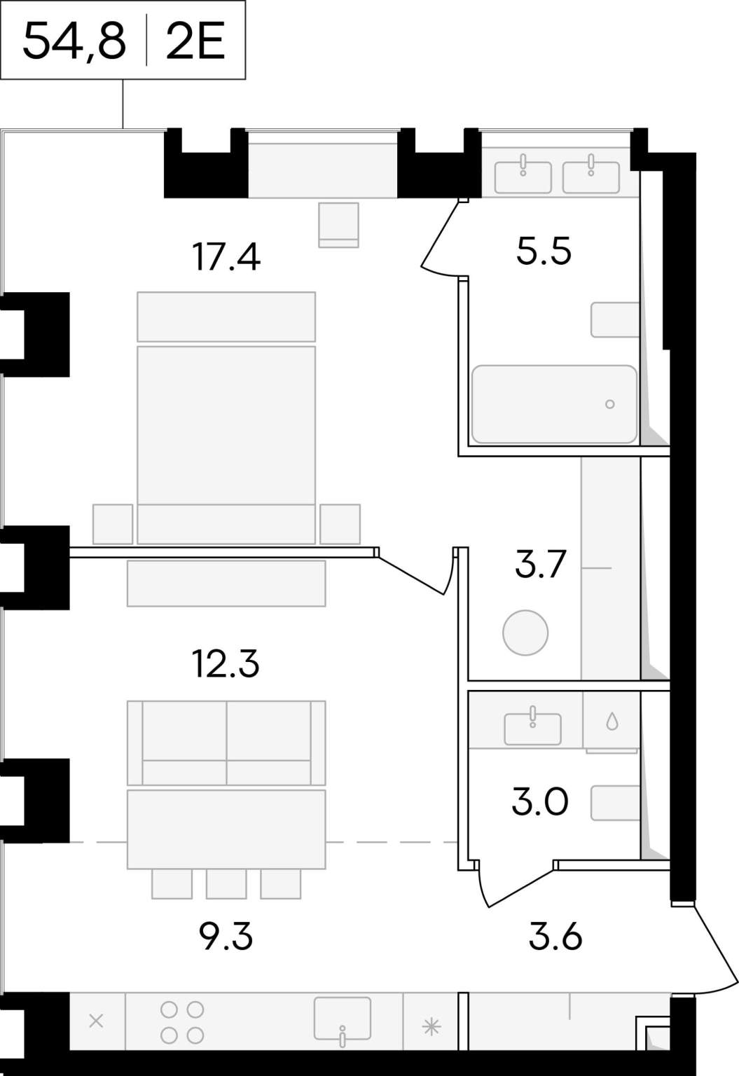 Продажа 2-комнатной новостройки, Москва, Сергея Макеева улица,  д.11/9стр1