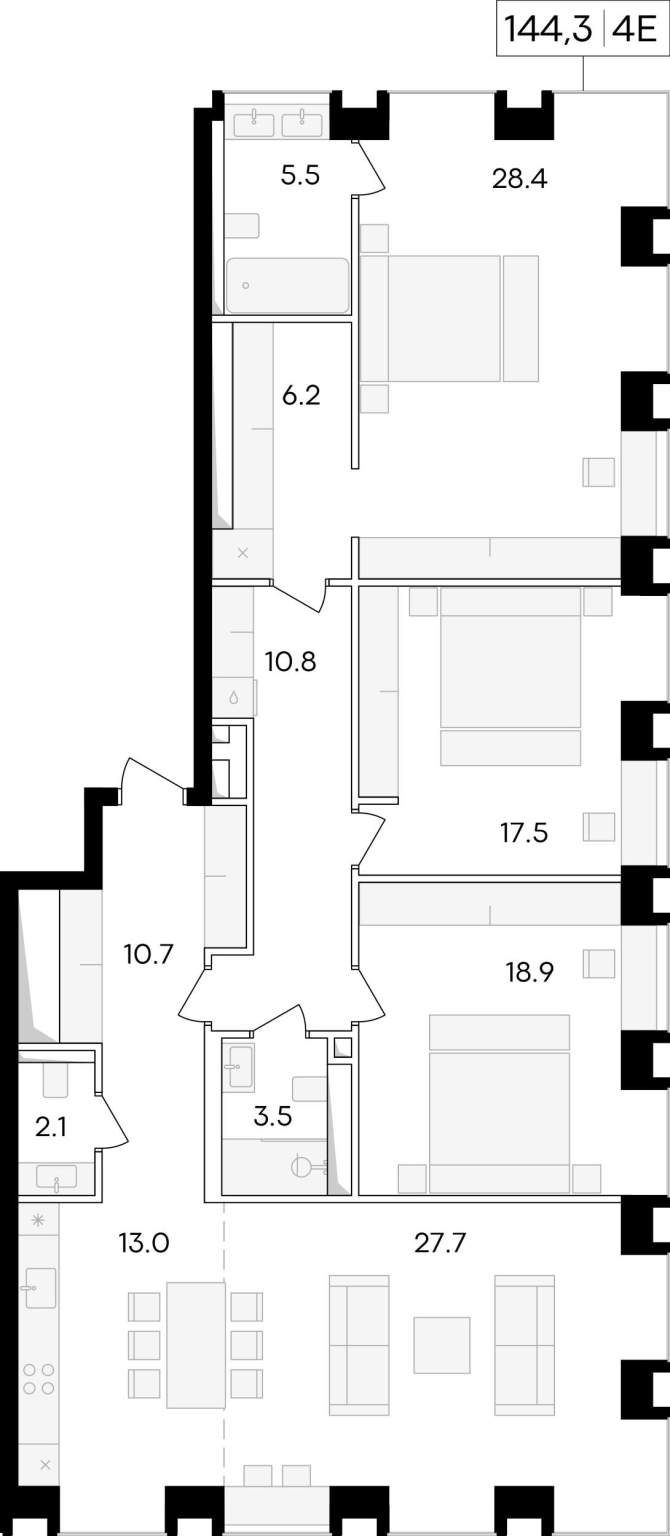 Продажа 4-комнатной новостройки, Москва, Сергея Макеева улица,  д.11/9стр1