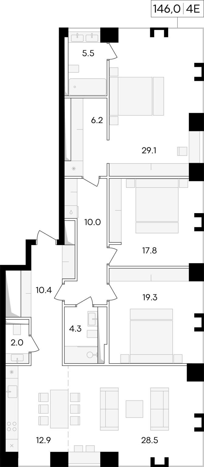 Продажа 4-комнатной новостройки, Москва, Сергея Макеева улица,  д.11/9стр1