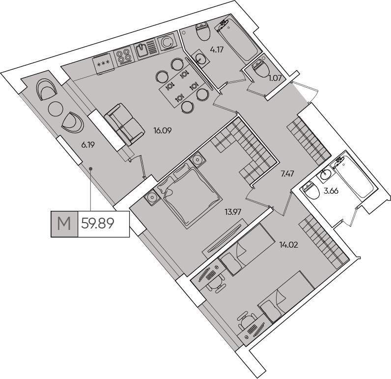 Продажа 2-комнатной новостройки, Санкт-Петербург, Планерная улица,  д.87к1 стр 1