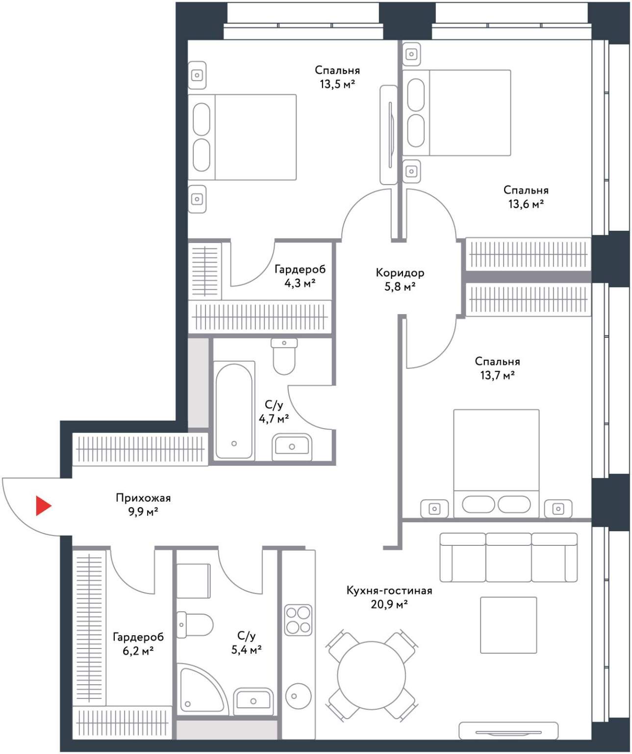 Продажа 4-комнатной новостройки, Москва, Речников улица,  д.7стр1