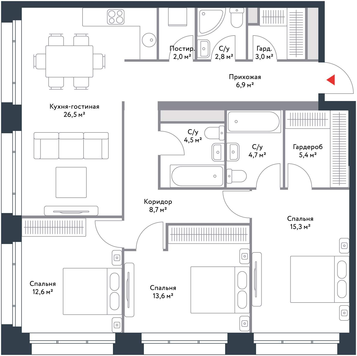 Продажа 4-комнатной новостройки, Москва, Речников улица,  д.7стр1