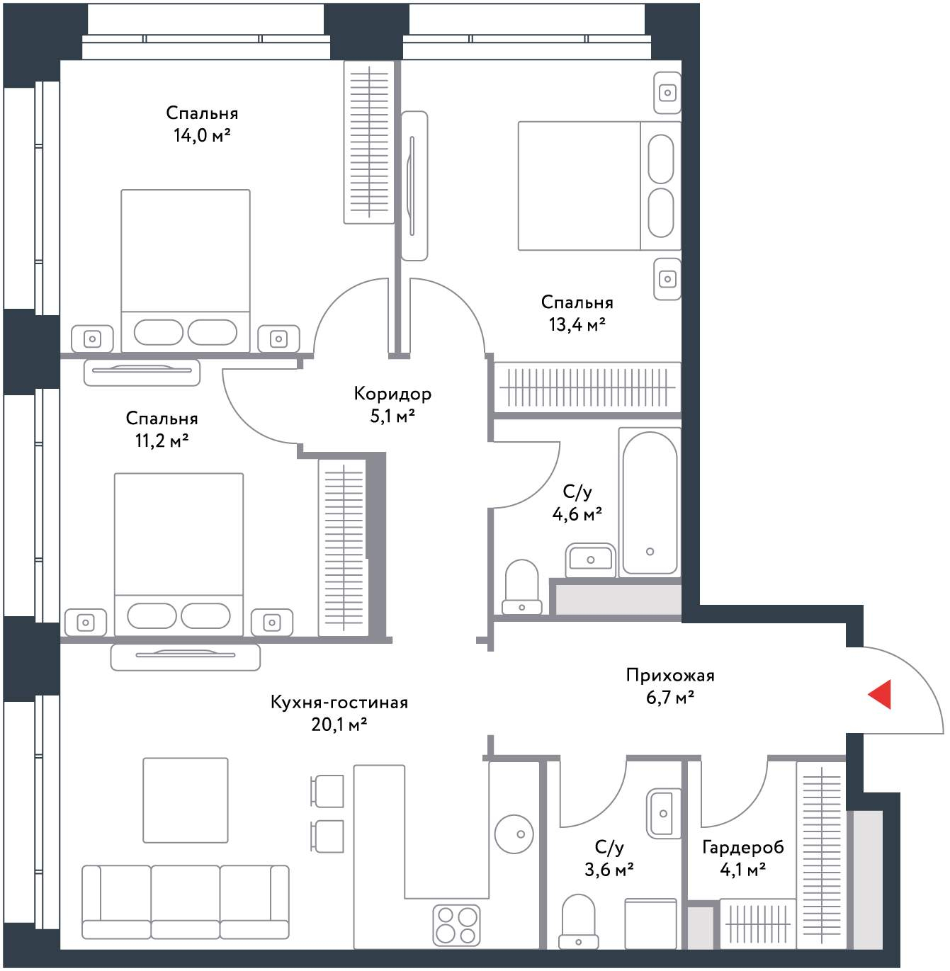 Продажа 4-комнатной новостройки, Москва, Речников улица,  д.7стр1