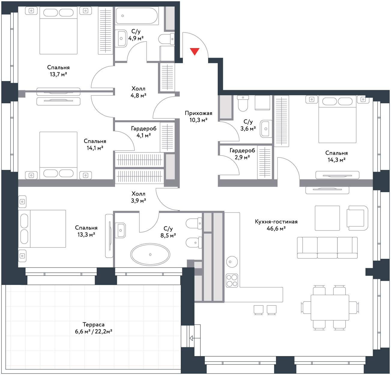 Продажа 5-комнатной новостройки, Москва, Речников улица,  д.7стр1