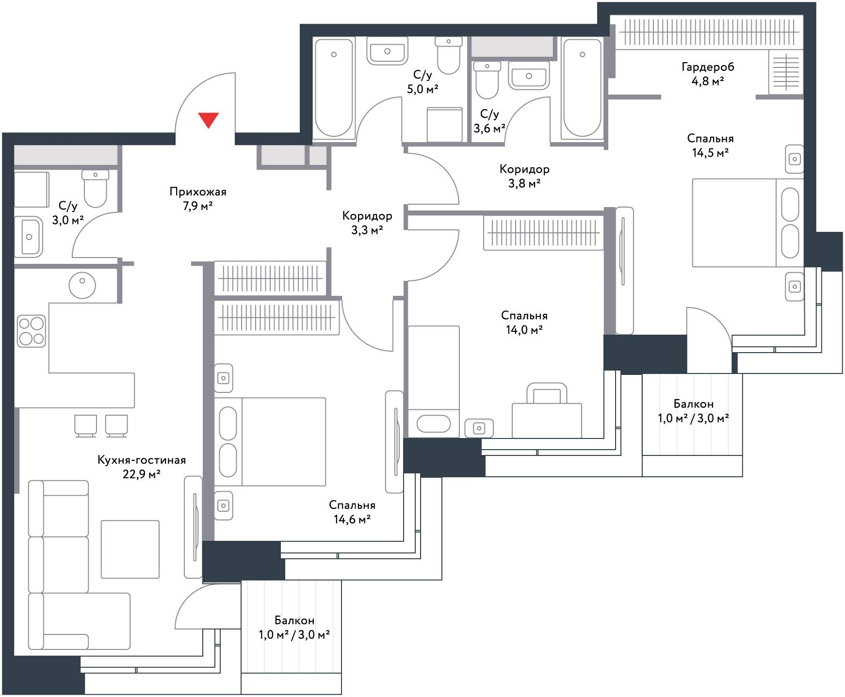 Продажа 4-комнатной новостройки, Москва, Речников улица,  д.7стр1