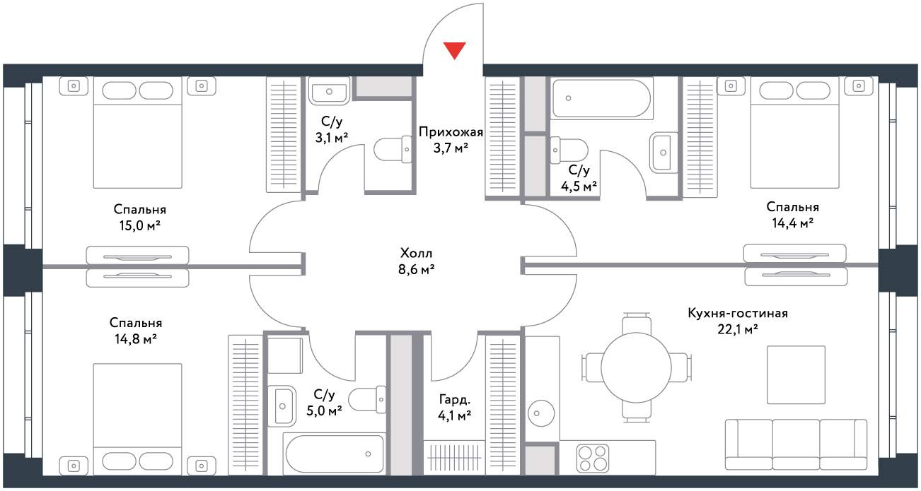 Продажа 4-комнатной новостройки, Москва, Речников улица,  д.7стр1