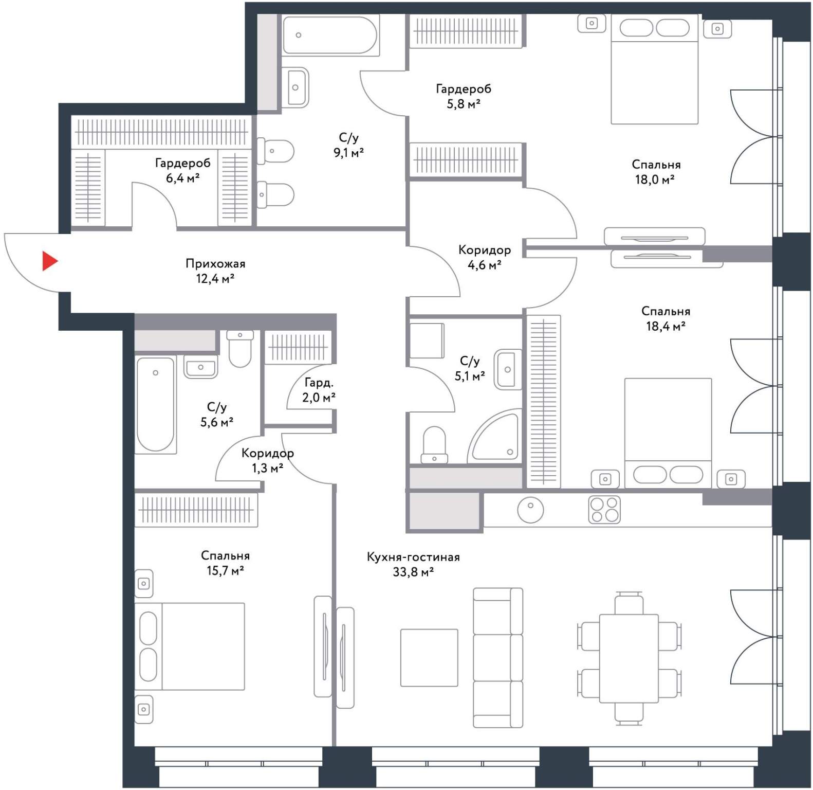 Продажа 4-комнатной новостройки, Москва, Речников улица,  д.7стр1