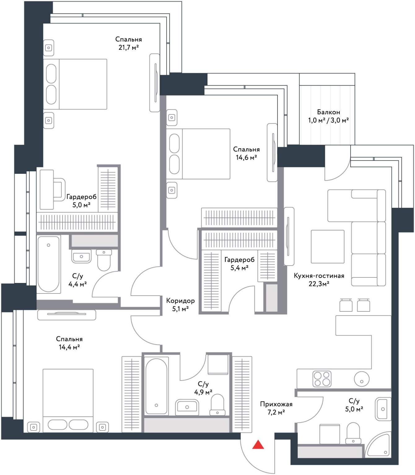 Продажа 4-комнатной новостройки, Москва, Речников улица,  д.7стр1