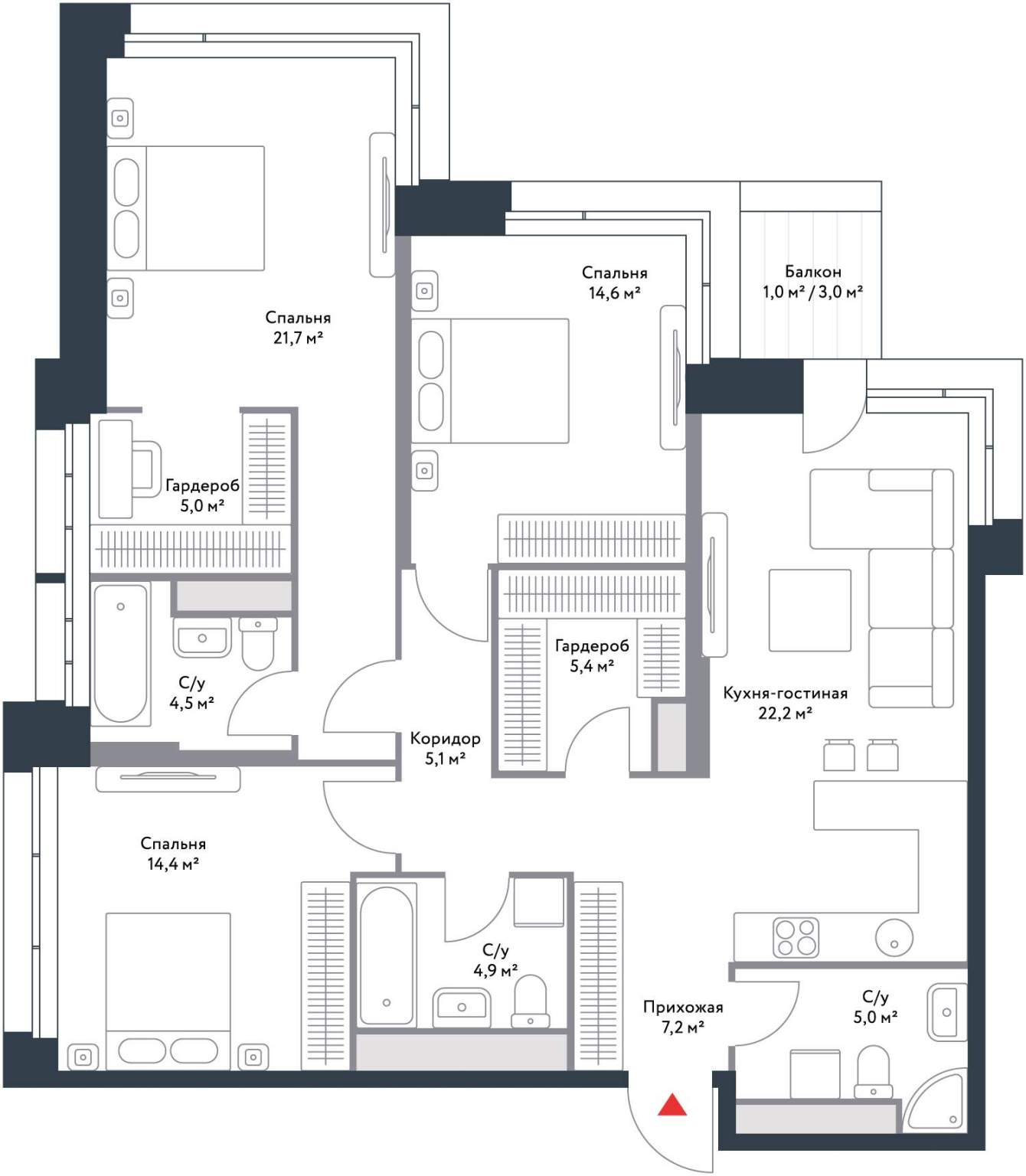 Продажа 4-комнатной новостройки, Москва, Речников улица,  д.7стр1