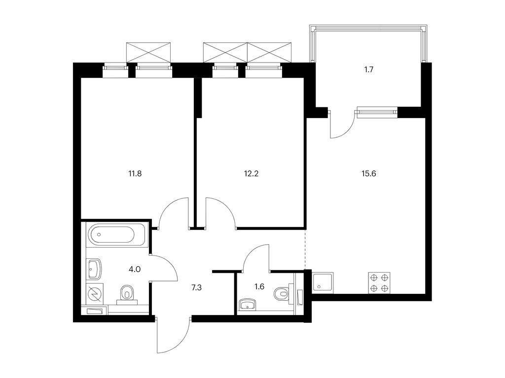 Продажа 2-комнатной новостройки, Новороссийск, Мурата Ахеджака улица,  д.3