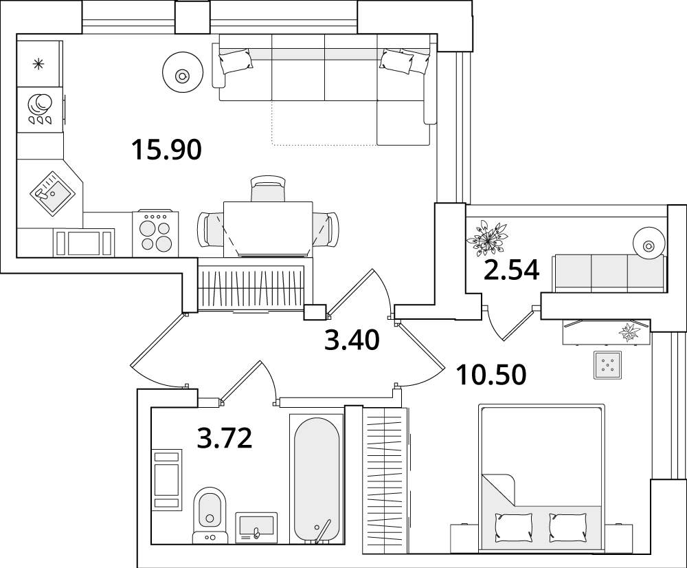 Продажа 1-комнатной новостройки, Санкт-Петербург, Кубинская улица,  д.82к1