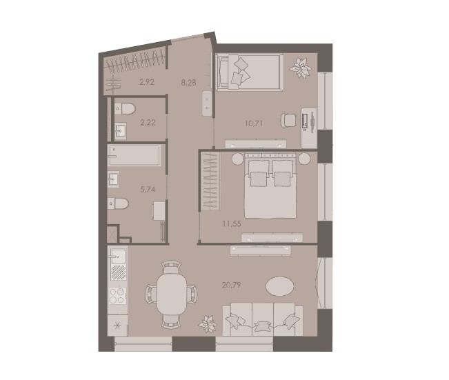 Квартира, 62.21 м²