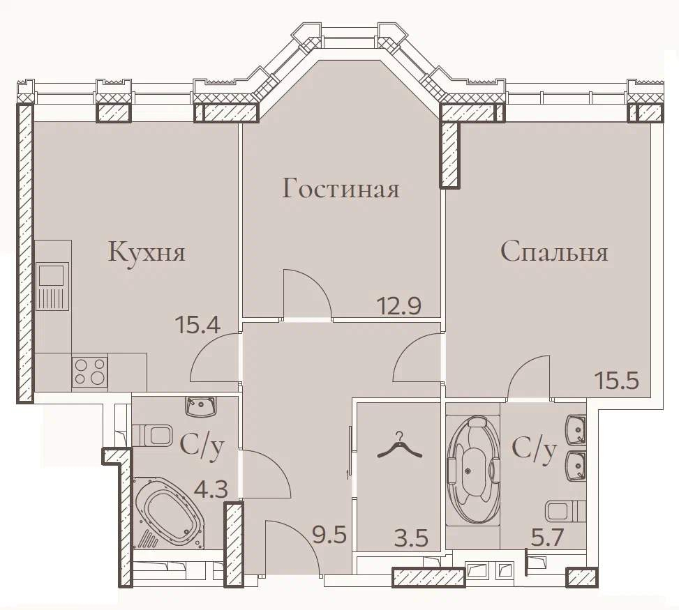 Квартира, 66.8 м²