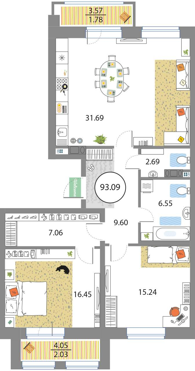 Продажа 2-комнатная квартира, Санкт-Петербург, Авиаконструкторов проспект, д.54стр1.  Цена: 24966700 руб. | Недвижимость от застройщиков