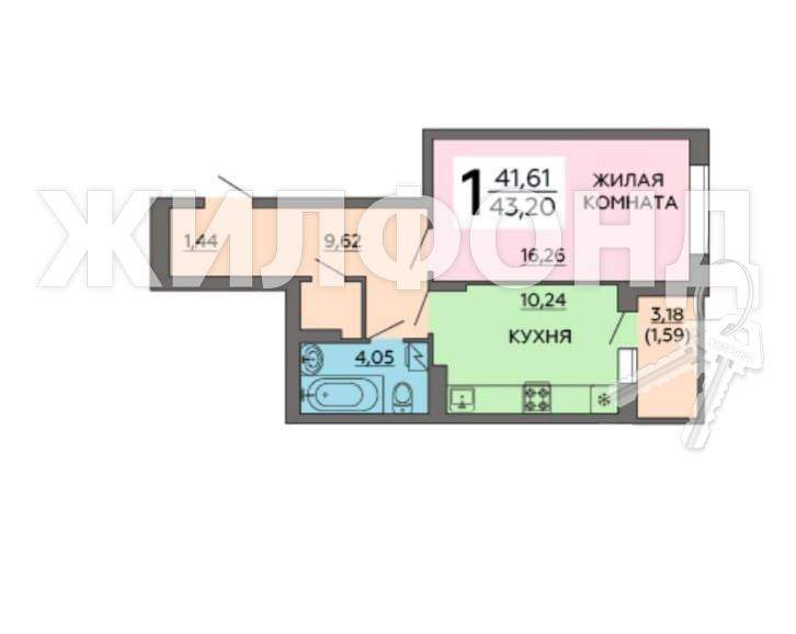 Квартира, 43.2 м²