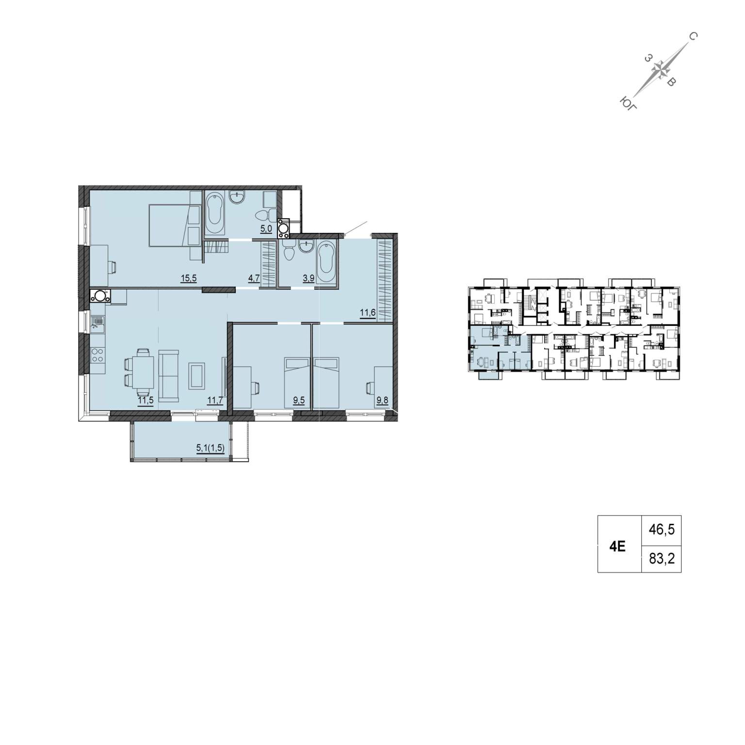 Купить 4-комнатная + квартиру 84 м², Тюмень, Профсоюзная , 59 — без  посредников, id в базе Кайли 12980