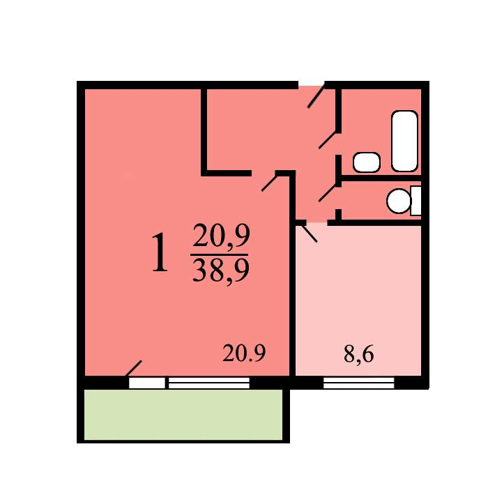 Продам 1-комн. квартиру 41 кв.м.