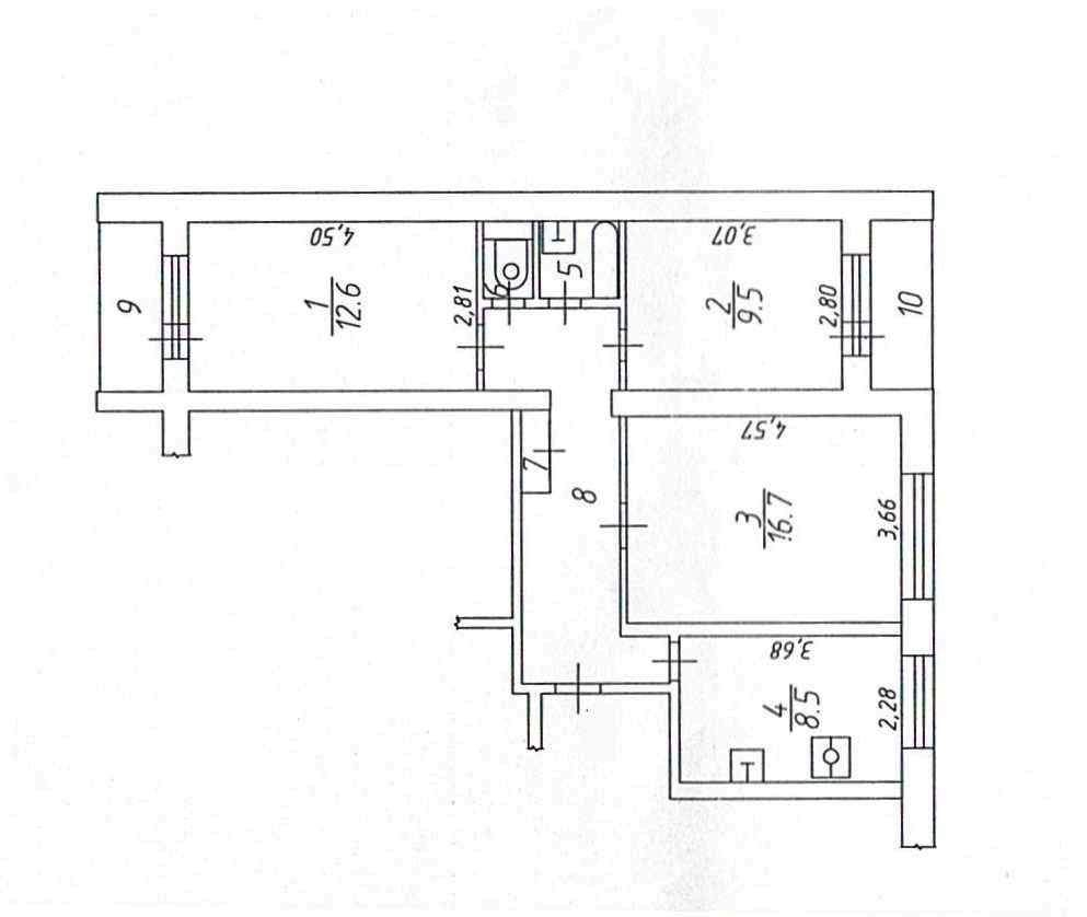 Продам 3-комн. квартиру 64.1 кв.м.