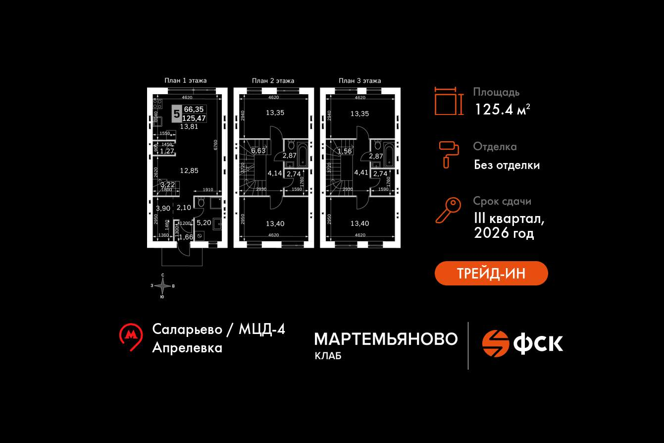 Таунхаус 125.47 м2 на участке 0.7 сот.