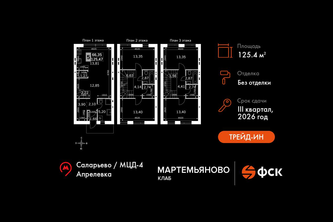 Таунхаус 125.47 м2 на участке 0.7 сот.