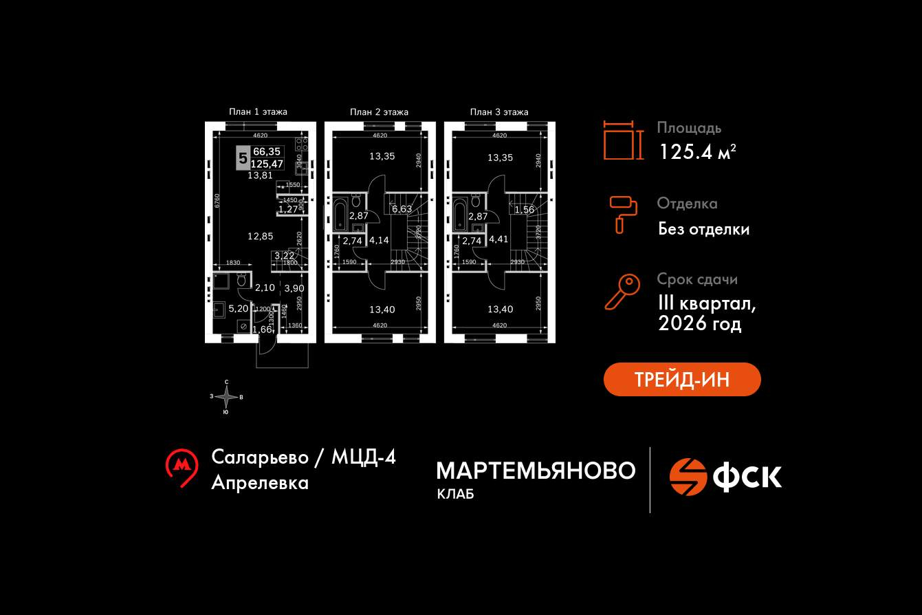 Таунхаус 125.47 м2 на участке 0.7 сот.