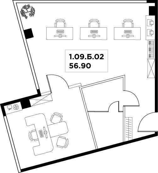 Продам офис 56.9 м.кв.