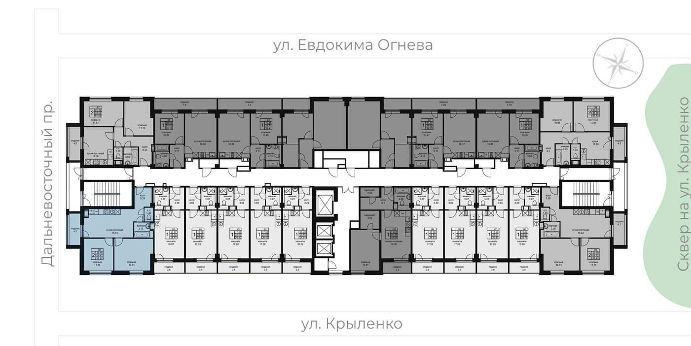 Продажа 2-комнатной новостройки, Санкт-Петербург, Крыленко улица,  д.14