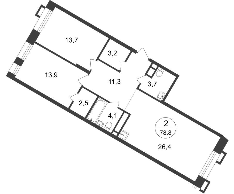 Продажа 2-комнатной новостройки, Московский, 7 фаза,  д.к2