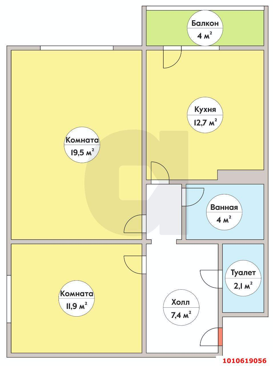 Продажа 2-комнатной квартиры, Краснодар, им. Валерия Гассия улица,  д.22