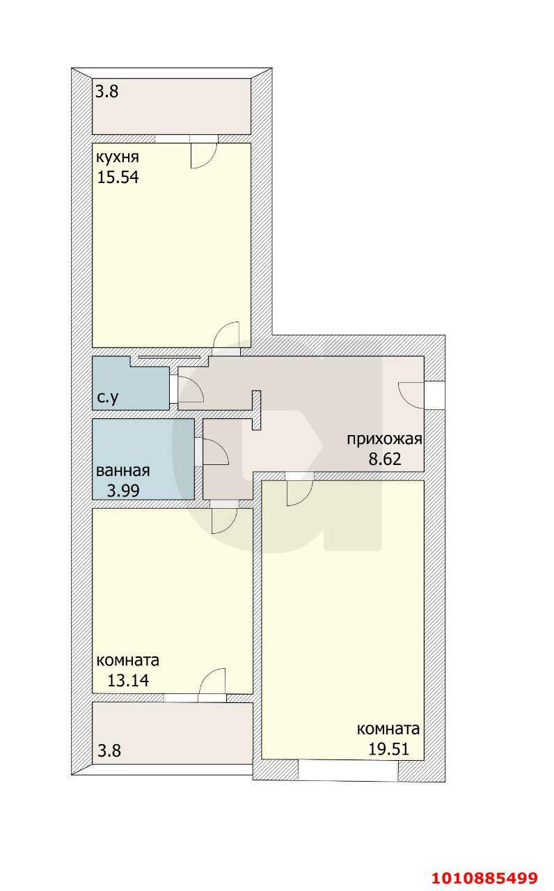 Продажа 2-комнатной квартиры, Краснодар, Душистая улица,  д.45