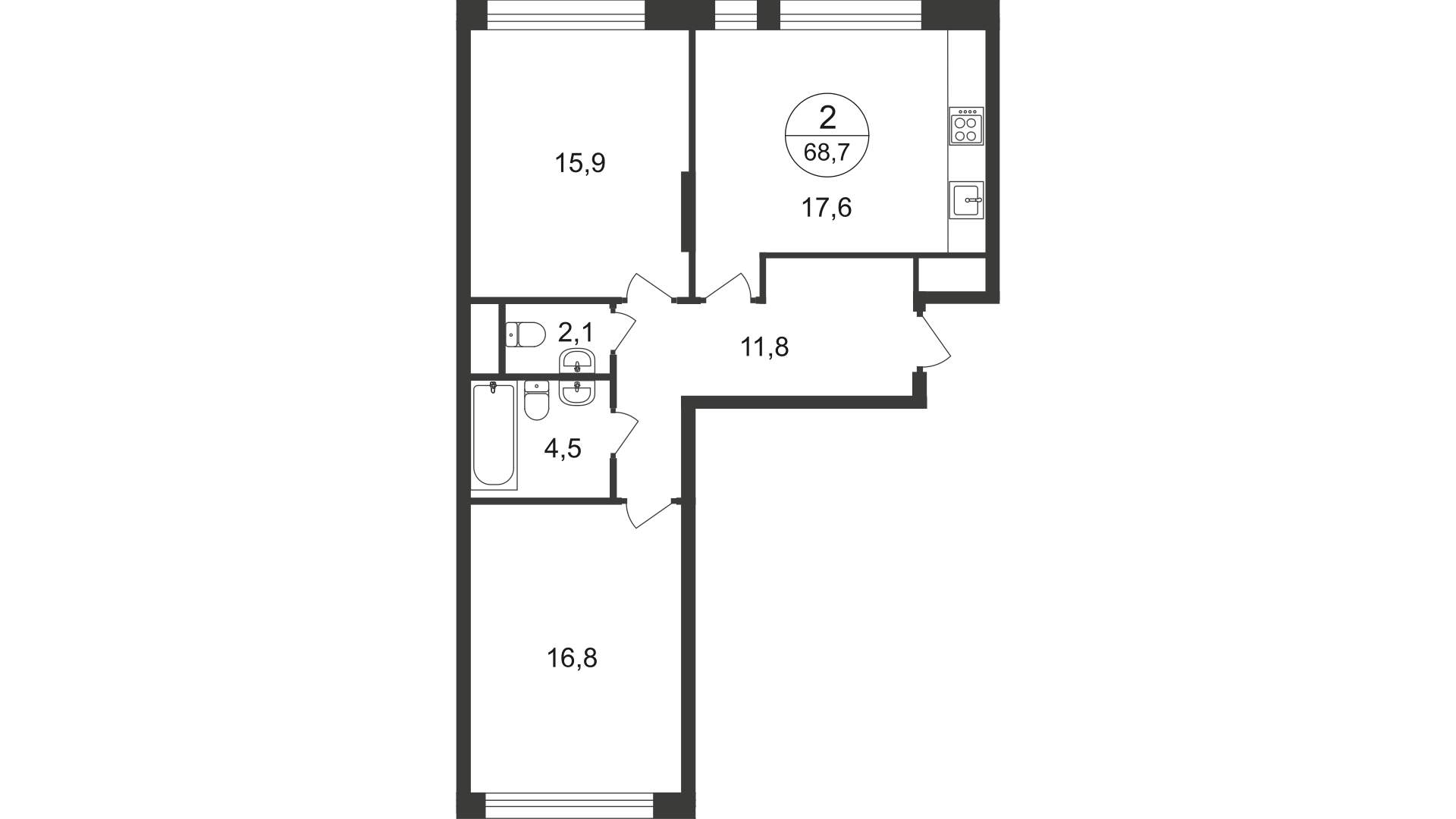 Продажа 2-комнатной новостройки, Москва, 16 фаза улица,  д.к2