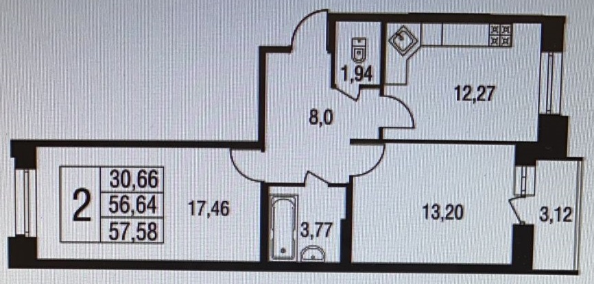 Продажа 2-комнатной квартиры, Санкт-Петербург, Александра Матросова улица,  д.8 к4