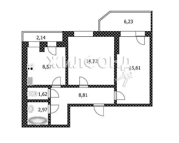 Продажа 2-комнатной квартиры, Барнаул, Сергея Ускова улица,  д.23