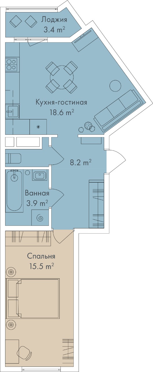 Аренда 2-комнатной квартиры, Санкт-Петербург, Плесецкая улица,  д.4 к.1