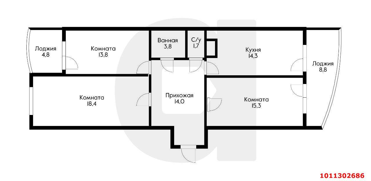 Продажа 3-комнатной квартиры, Краснодар, им. Адмирала Серебрякова улица,  д.3