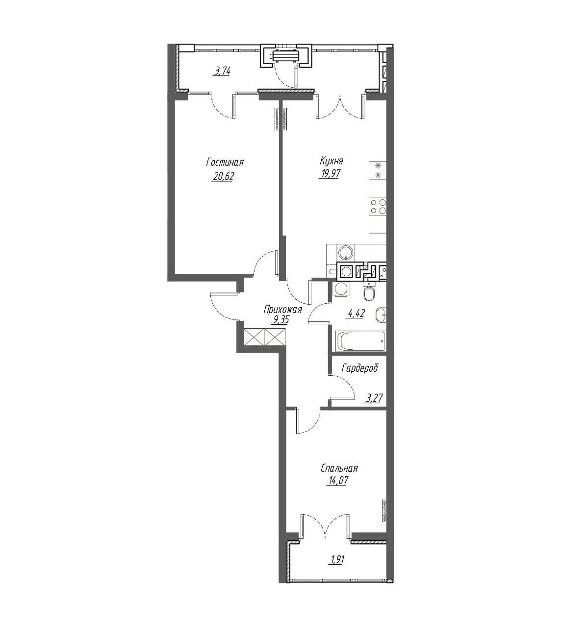 Продажа 2-комнатной квартиры, Новороссийск, Ленина проспект,  д.50