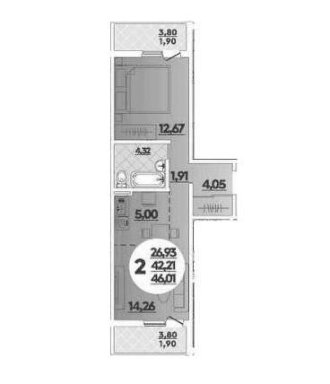 Продажа 2-комнатной квартиры, Новороссийск, Котанова улица,  д.2