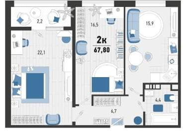 Продажа 2-комнатной квартиры, Новороссийск, Дзержинского проспект,  д.221