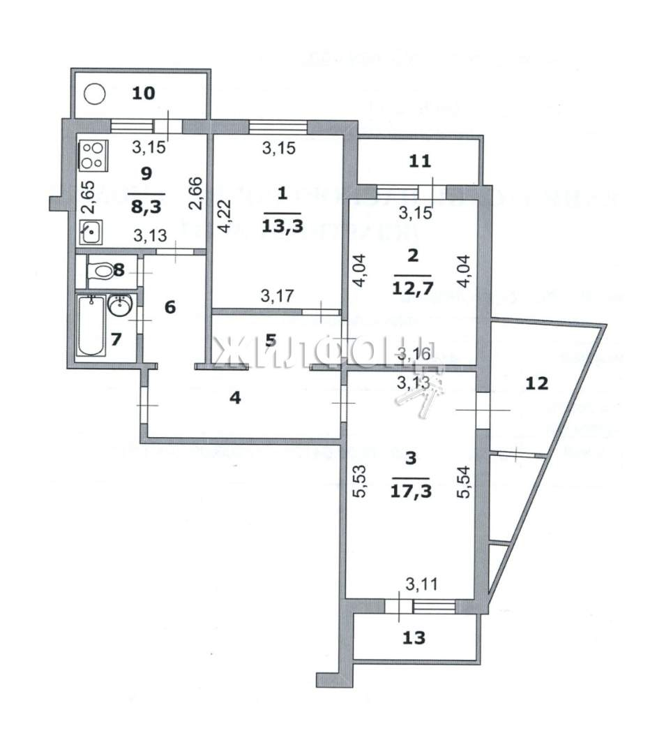 Продажа 3-комнатной квартиры, Белгород, Юности бульвар,  д.39